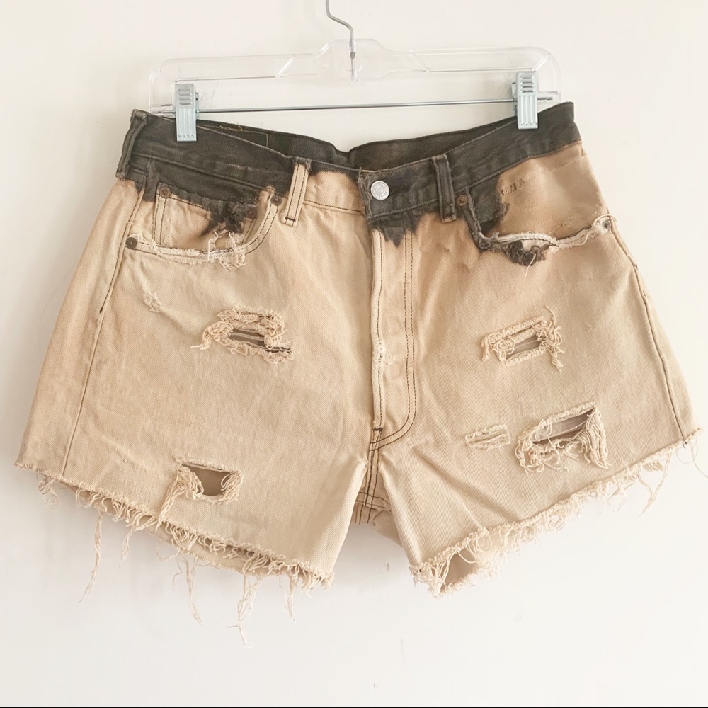 Vintage Levi’s Overdyed Distressed Bleached Jean Short 16” Flat